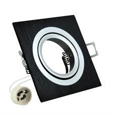 Inbouw spot GU10 - aluminium - vierkant armatuur - geborsteld - zwart/zilver 92mm Inbouw spot GU10 - aluminium - vierkant armatuur - geborsteld - zwart/zilver 92mm